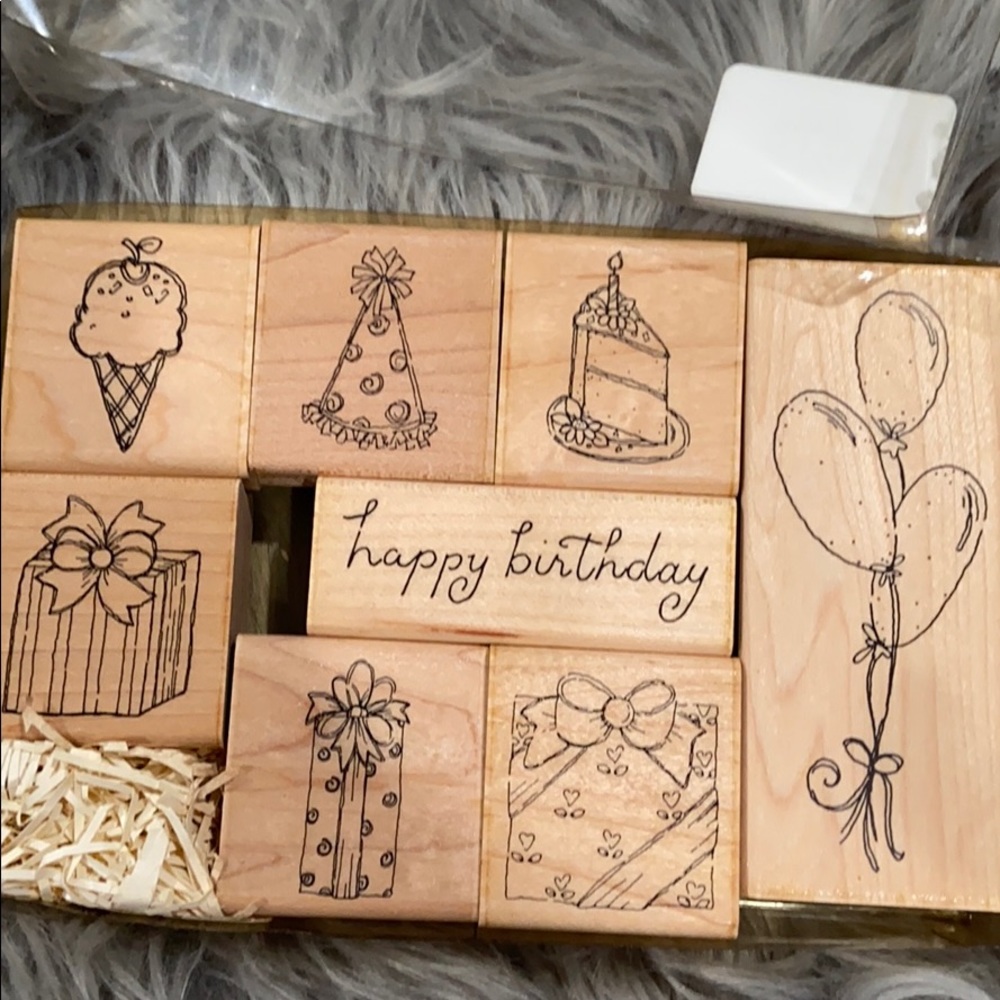 EUC rubber stamp set of 8. Birthday party